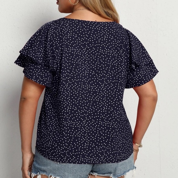 Plus Polka Dot butterfly Sleeve Top - Picture 4 of 10